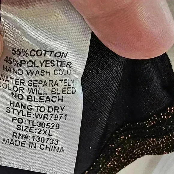 Y2k Umgee Black & Gold Off-the-Shoulder Ruffle Long Sleeve Top - Picture 8 of 8